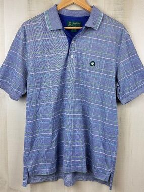 NWOT Brooks Brothers St Andrew’s Links Men’s Light Blue Plaid Golf Polo Medium